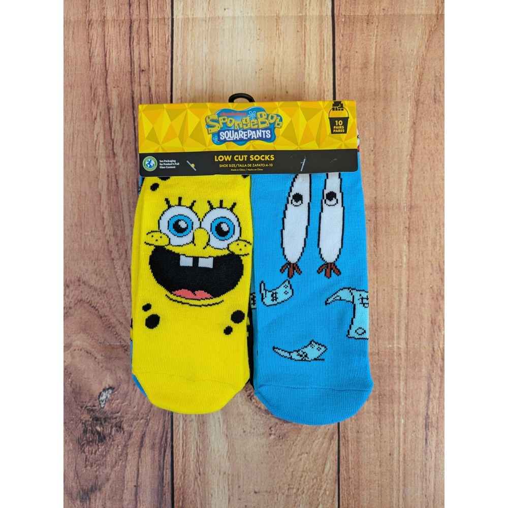 SpongeBob SquarePants Low Cut Socks 10 Pair Shoe Size 4-10